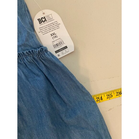 Wonder Nation Girls Denim Dress Embroidered Floral Puff Sleeve XXL (18) - Picture 11 of 12